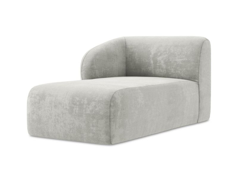 Szezlong lewostronny LaMiaSofa CERVO z tkaniny szenilowej 91x166 cm jasny szary 1 szt.