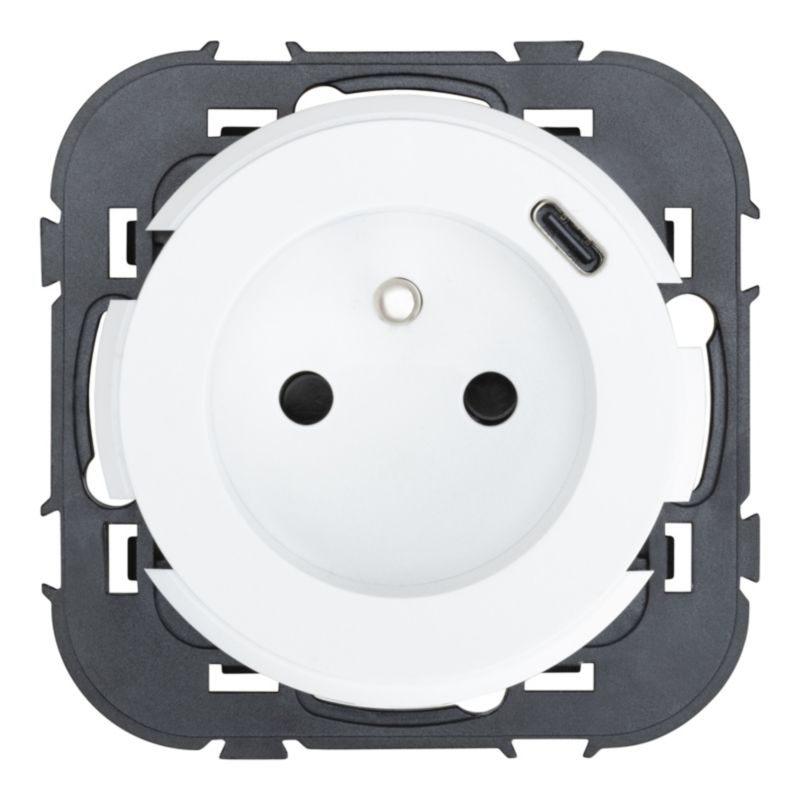 Gniazdo pojedyncze Jacobsen Espen USB C z uziemieniem białe