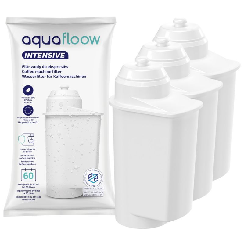Filtr wody, Aquafloow, do ekspresów Bosch Siemens, z węglem aktywnym, zamiennik, 3szt