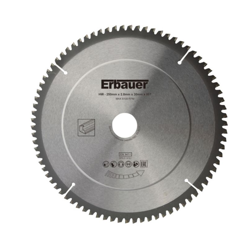 Tarcza uniwersalna Erbauer 250 x 30/25/20/16 mm 80T