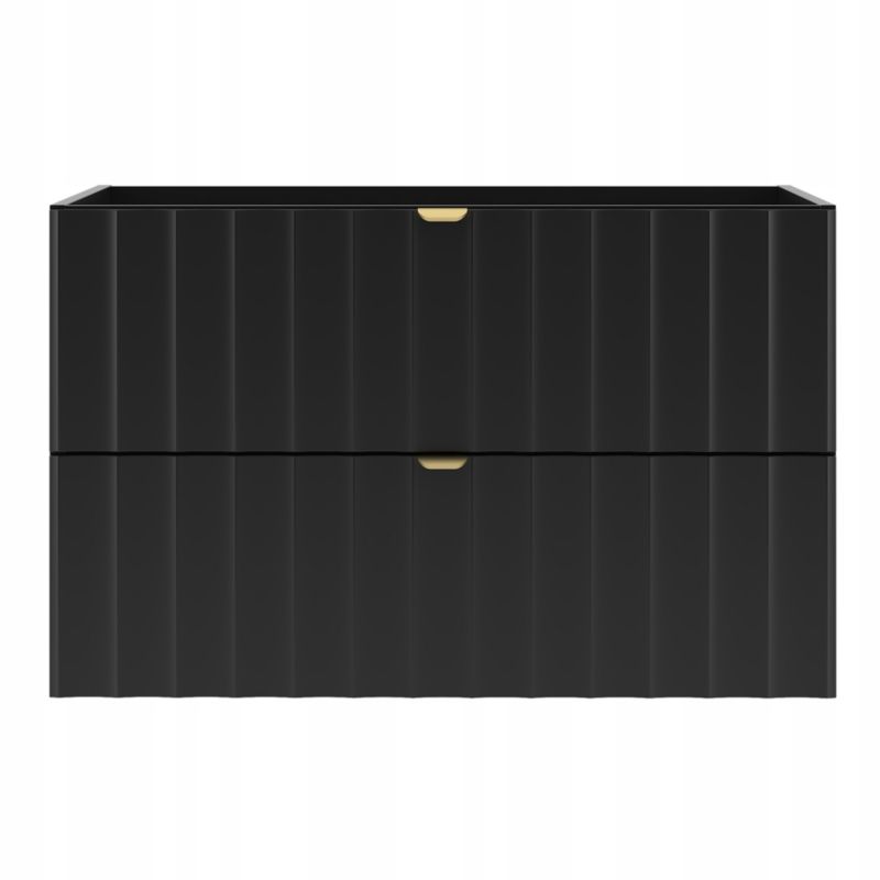 Szafka łazienkowa Furnidea 80 cm czarna ryflowane fronty złote uchwyty Arcos 1 szt.