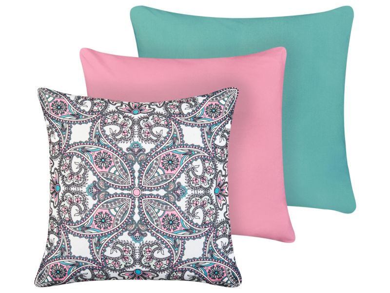 Zestaw 3 poduszek ogrodowych Tide Jednolity Wzór orientalny 45 x 45 cm Kolorowy 1 kpl