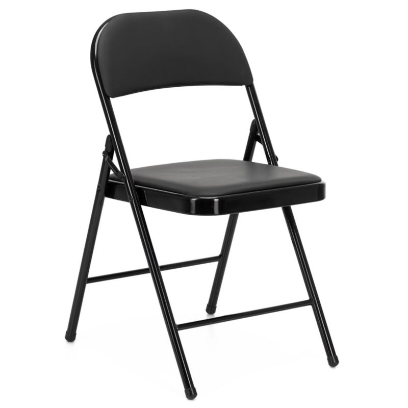 Krzesło cateringowe Springos składane tapicerowane do ogrodu czarne 1 szt.
