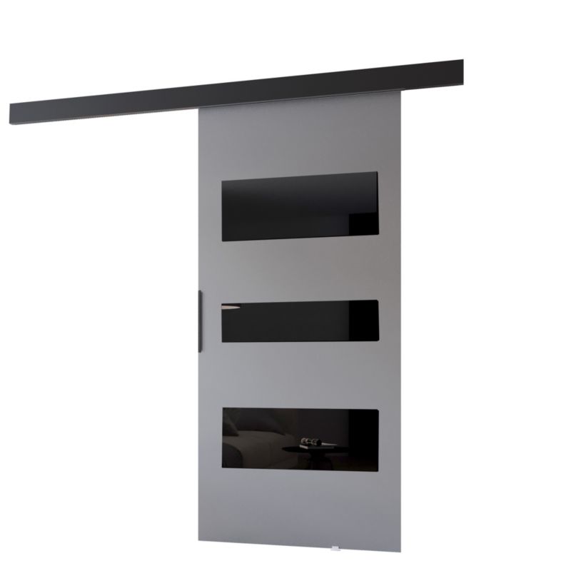 Drzwi przesuwne MINIO go for it PRIM C 96 cm szare z czarną maskownicą 1 szt.