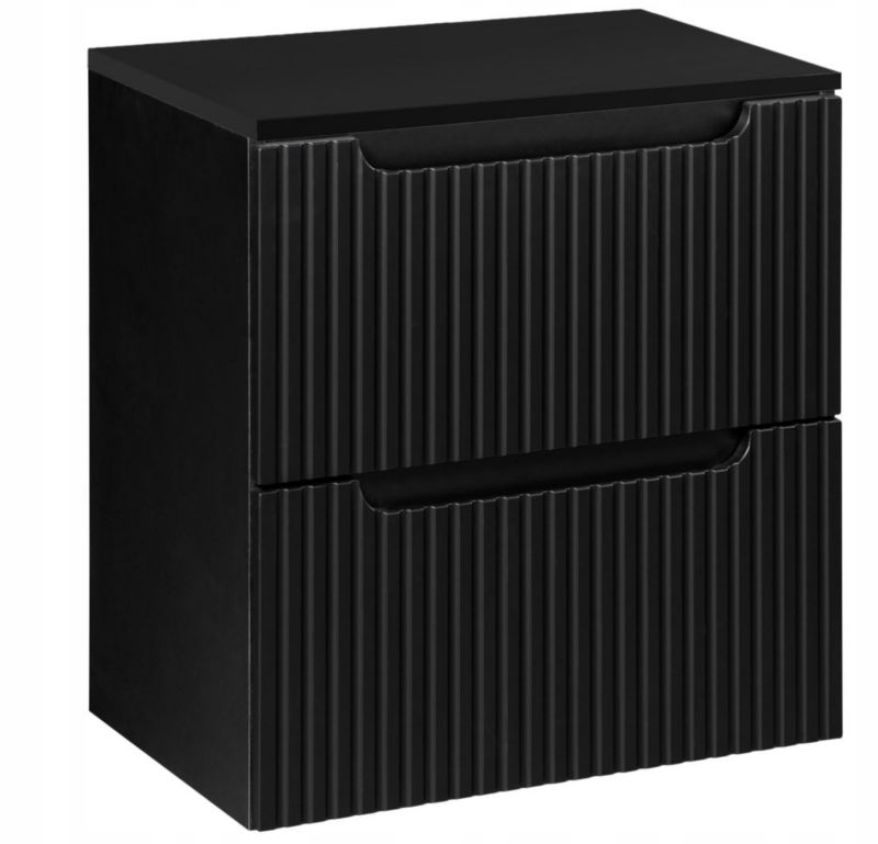 Szafka pod umywalkę łazienkowa Furnidea Nova Black czarna z blatem 50 cm ryflowana 2 szuflady 1 szt.