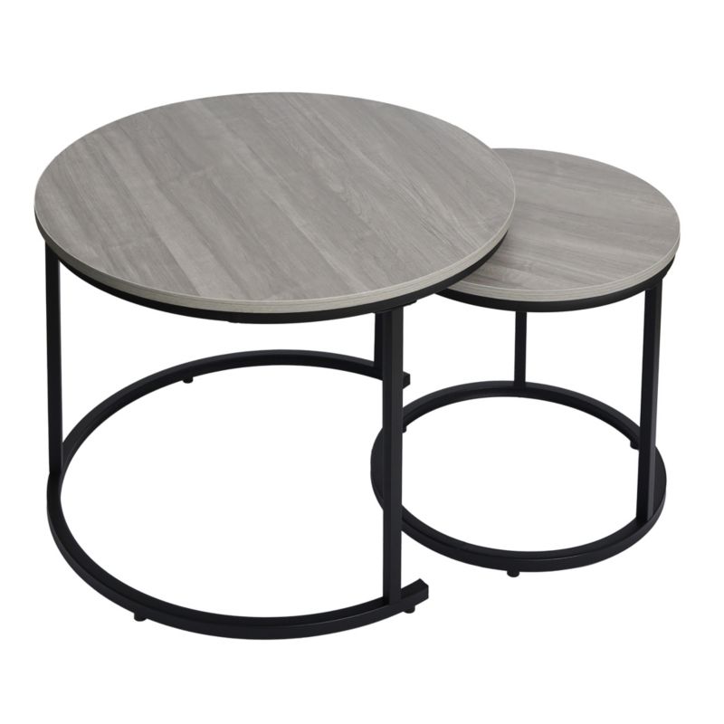 Stoliki kawowe Bauerkraft okrągłe zestaw 2w1 jasny popiel 1 kpl.