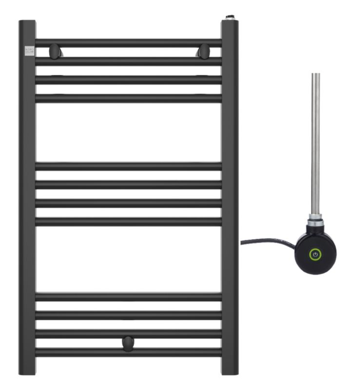 Grzejnik Łazienkowy Granitan Puerto 80/50cm Czarny Kaloryfer Drabinkowy + Grzałka Elektryczna One Touch 1kpl.