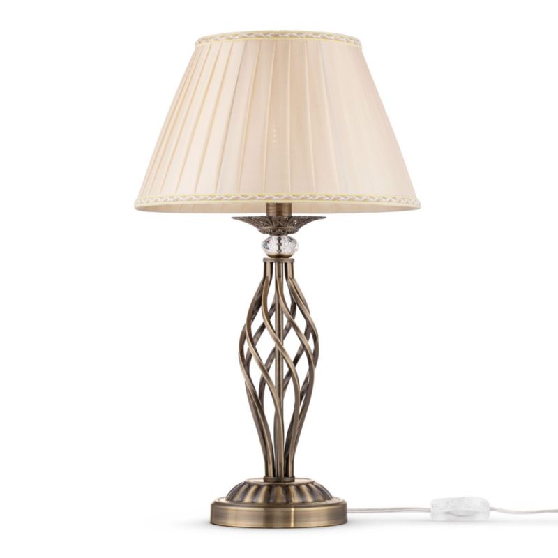 Lampa stołowa Maytoni Grace mosiężno-złota-beżowa 1 x E14 x 40W IP20 wym: 55 x 32 x 32 cm tkanina - 1 szt.