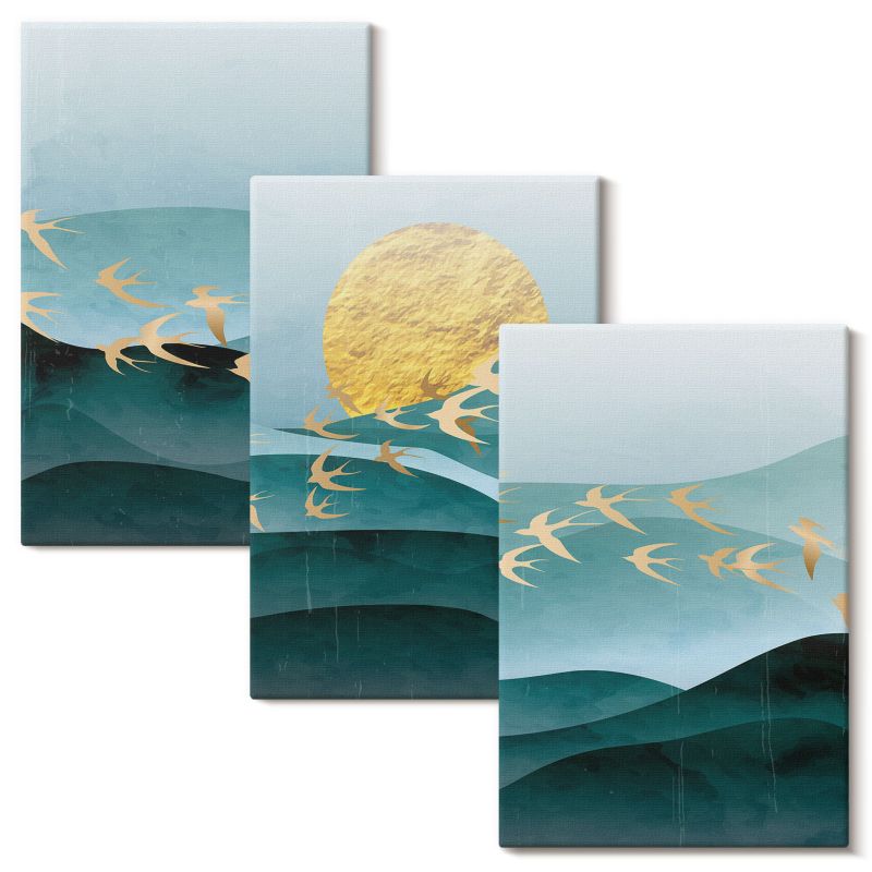 Galeria Obrazów Na Płótnie Wallfluent 20x30 cm Abstrakcyjne pejzaże słońca 3 szt.