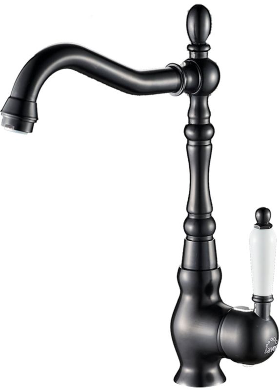 Bateria kuchenna Laveo Evora retro czarna, jednouchwytowa, stojąca, wylewka L, 1 szt.