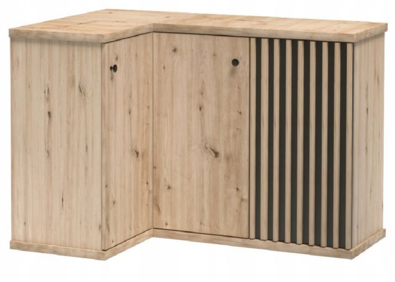 Komoda narożna Furnidea 123 cm dąb artisan czarny lamelowy CALI 1 szt.