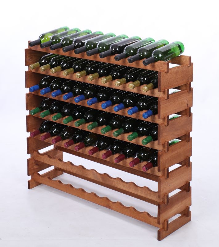 Stojak na wino MODO24 regał modułowy na butelki 7 leżni x 10 butelek montaż bez narzędzi impregnacja brązowa 1 szt.