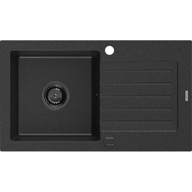 Zlewozmywak wpuszczany Mexen Pablo 1-komorowy czarny/złoty 752x436 mm - 6510751010-75 1 szt.