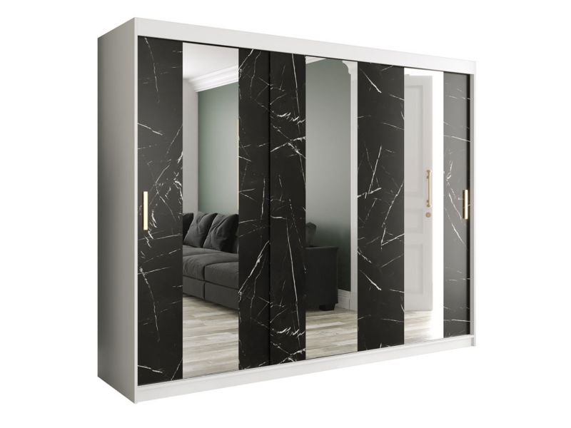 Szafa MIRJAN 24 Marmur Pole 250 biały mat / czarny marmur 1 szt.