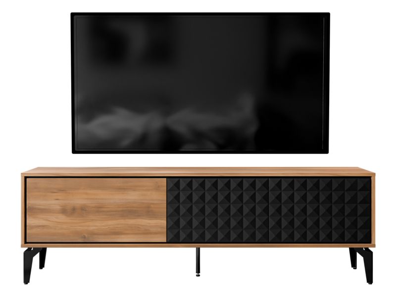 Szafka RTV MIRJAN 24 Ella dąb barokowy bursztynowy / czarny 1 szt.