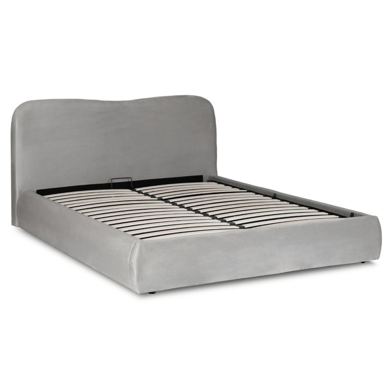 Łóżko Mebel Elite BRISTOL Tapicerowane 140x200 Dwuosobowe Do Sypialni Welurowe Szare 1szt