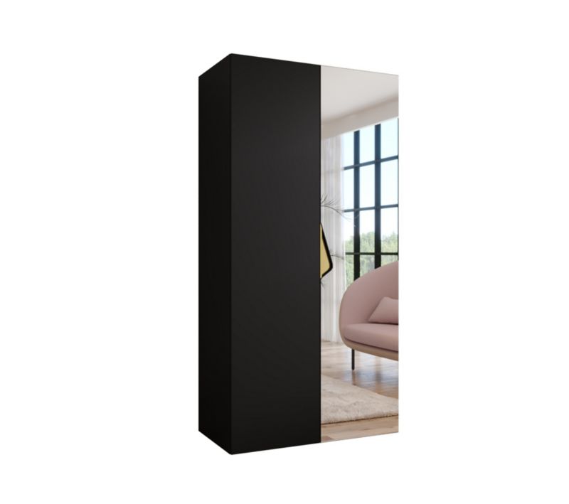 Szafa uchylna z lustrem otwierana Abiks SANDI 2 100 wys 202 cm Czarny + Złoty 1 szt