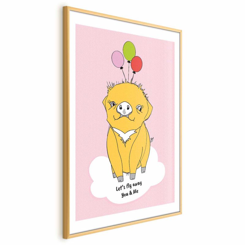 Plakat Artgeist Podniebna świnka 29,7x42 cm z ramą złotą 1 szt