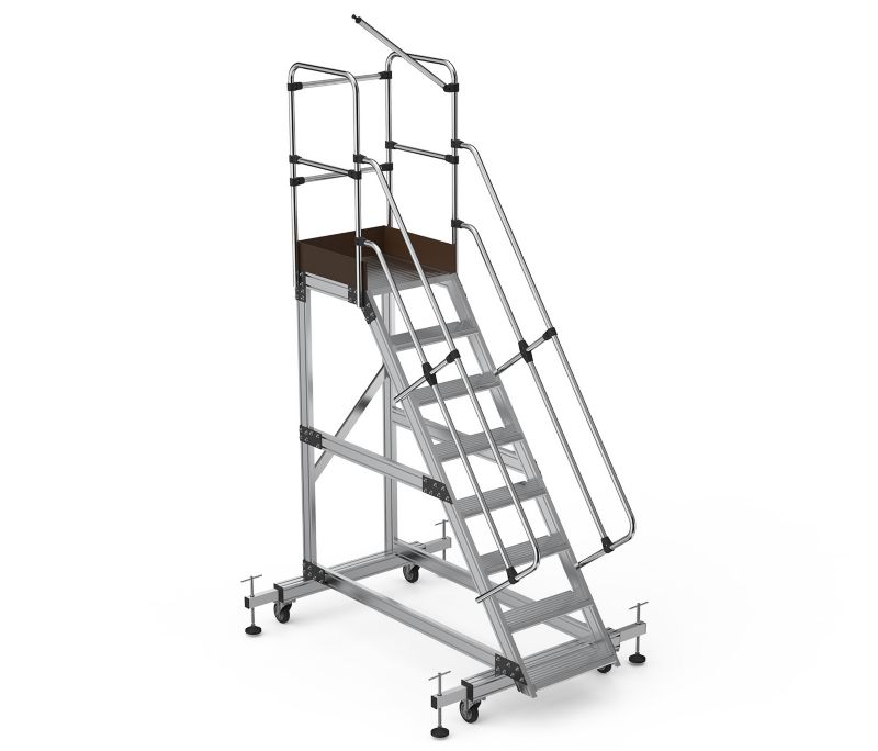 Drabina magazynowa podest jezdny HIGHER 87PRO 8707 7 stopni + podest 1 szt