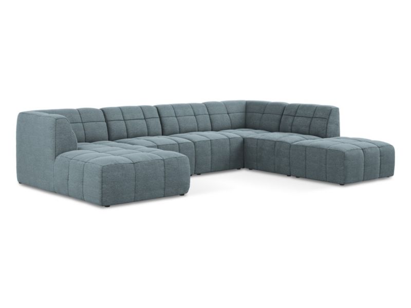 Sofa panoramiczna LaMiaSofa GRADO z tkaniny bouclé 341x240 cm jeans 1 szt.