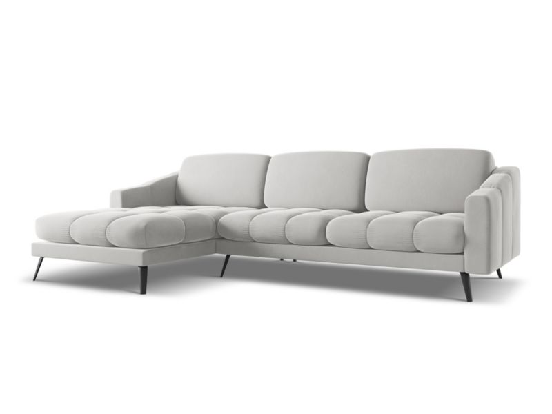 Narożnik lewostronny LaMiaSofa ROMA z tkaniny welwetowej 264x160 cm srebrny 1 szt.