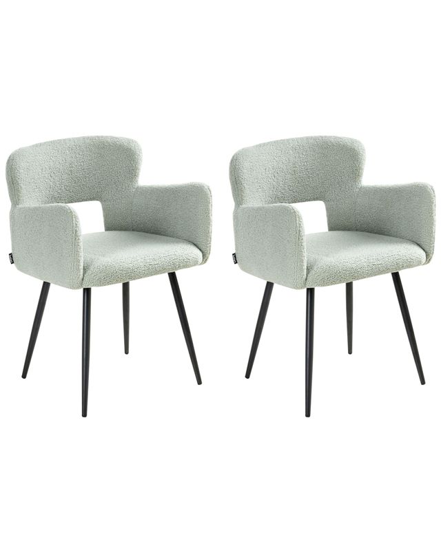 Zestaw 2 krzeseł do jadalni Sanilac Boucle Jasnozielony 1 par.