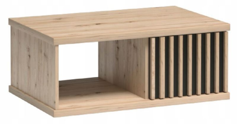 Ława stolik kawowy Furnidea 90 cm dąb artisan czarny lamelowy CALI 1 szt.