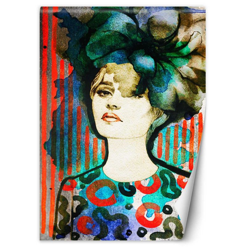 Fototapeta Feeby Kobieta w kapeluszu akwarela 150x210 1 szt