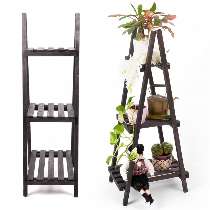 Kwietnik drewniany Eco Deco 114 cm wysokość 3 półki brązowy impregnowany 1 szt.