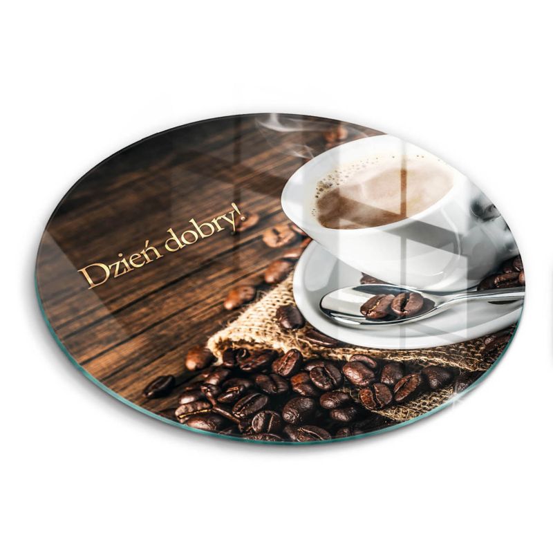 Szklana deska do krojenia Wallfluent fi40 cm Napis: Dzień dobry 1 szt.