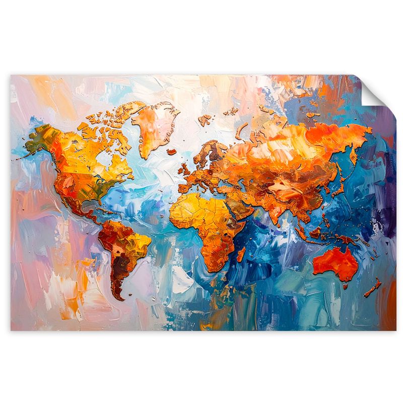 Naklejki samoprzylepne do salonu sypialni Feeby Kolorowa Mapa Świata 130x90cm 1szt