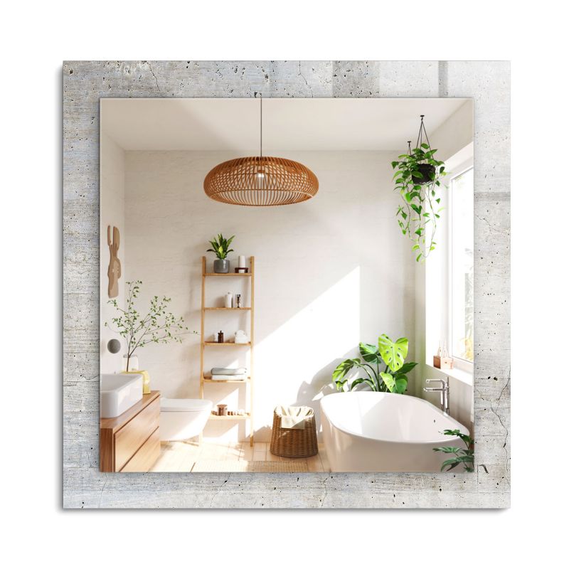 Lustro z Nadrukiem ArtPrintCave 60x60 cm Popękana betonowa ściana Elegancka Szklana Rama do Małych Pomieszczeń 1 szt.