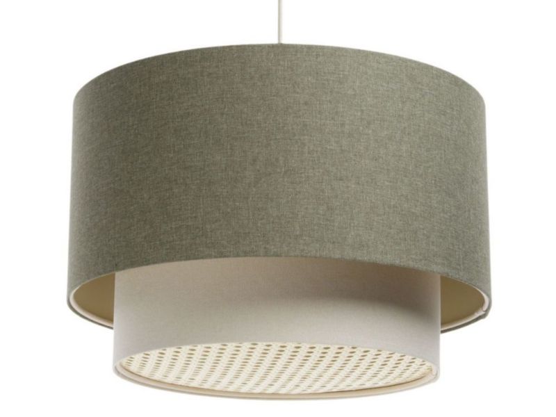 Lampa Bps Koncept wisząca ERUTAN DOUBLE RATTAN 60 zielona/kremowa 1 szt