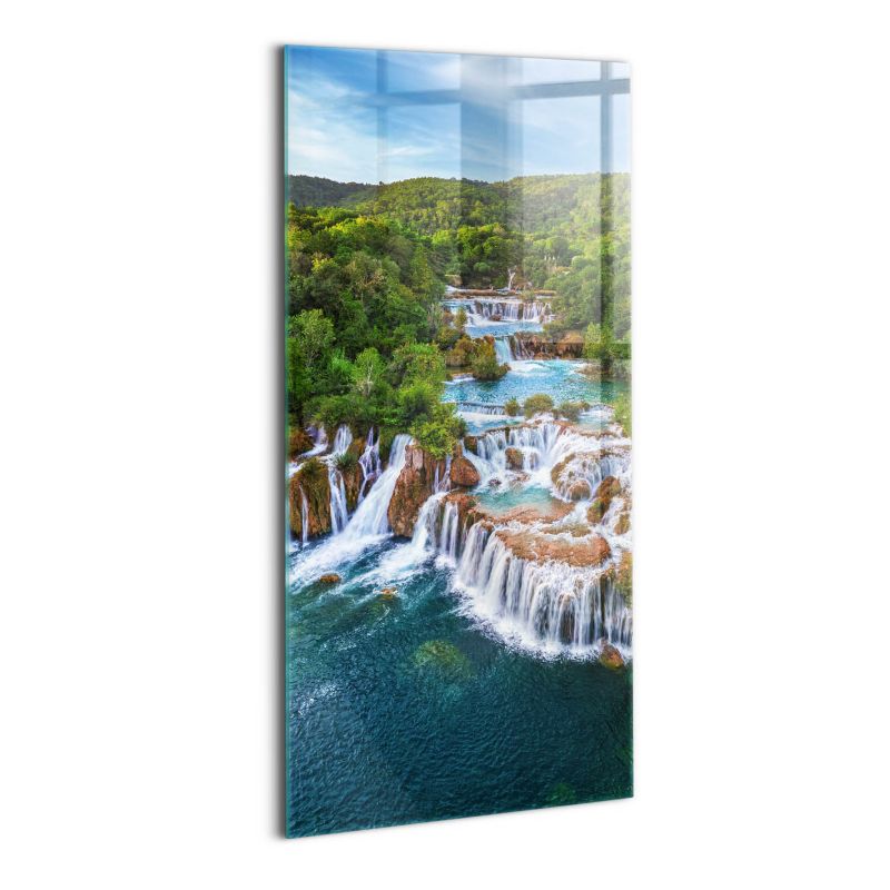 Foto Obraz Ścienny Szklany Wallfluent 60x120 cm Wodospady i rzeka Krka Chorwacja 1 szt.