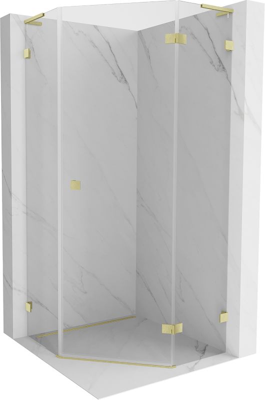 Kabina prysznicowa Mexen Lunar L pięciokątna uchylna prawa 80 x 80 cm transparent złota szczotkowana 1 szt.