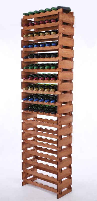 Stojak na wino MODO24 regał modułowy na butelki 17 leżni x 6 butelek montaż bez narzędzi impregnacja brązowa 1 szt.