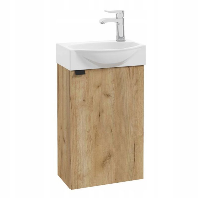 Szafka Łazienkowa Stamar 400 x 220 mm z Umywalką Wisząca Dąb Craft Złoty Bateria Chrom 1 szt