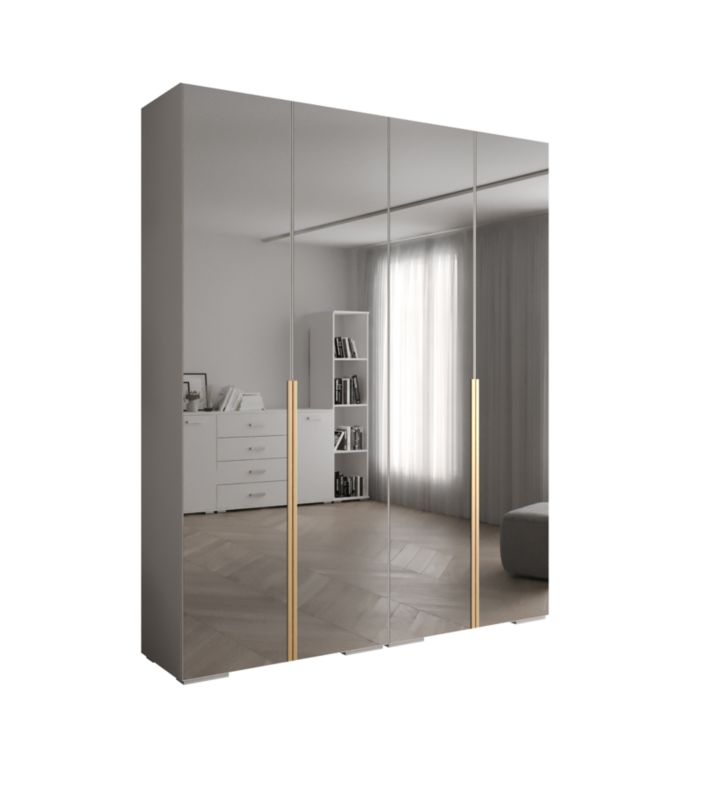 Szafa uchylna Abiks INOVA lustro wz.1 szer.200cm (biały/złoty)