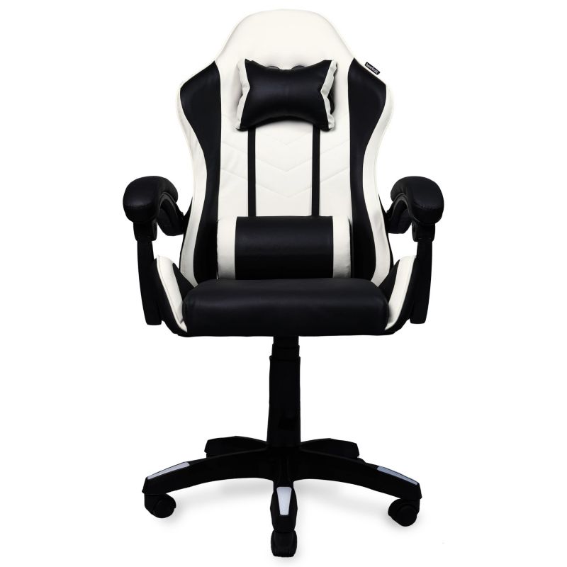 Fotel gamingowy Bauerkraft krzesło obrotowe z podnóżkiem ekoskóra czarno-biały 1szt