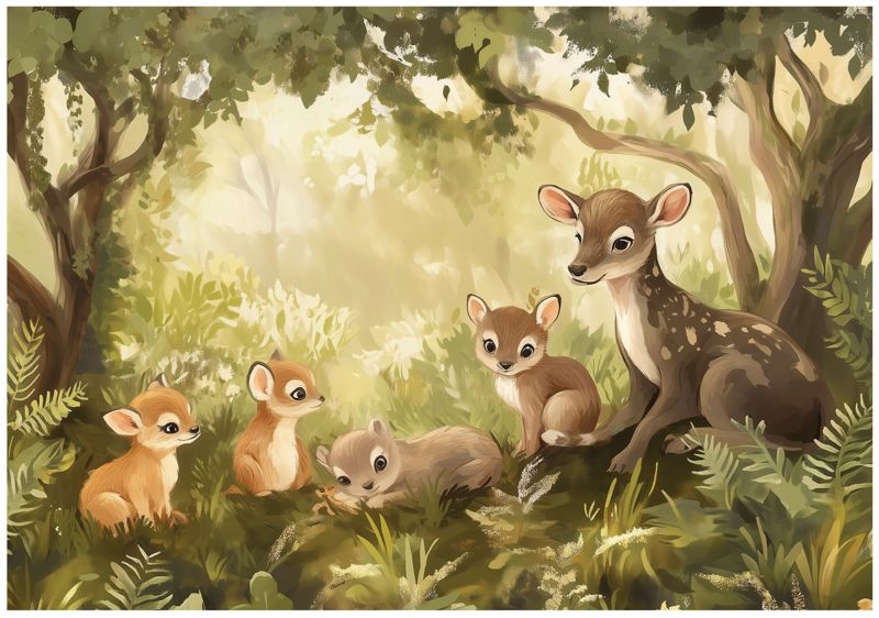 Fototapeta Dla Dzieci Las Zwierzęta Dziecięca WALLARENA 250x175 cm Tapeta Do Pokoju Dziecka Na Flizelinie 1 szt.