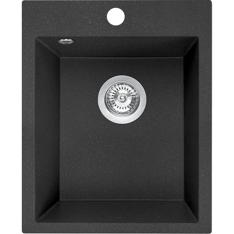 Zlewozmywak Granitowy, Laveo, Czarny, CHICHI, 48x39cm z syfonem, 1 szt.