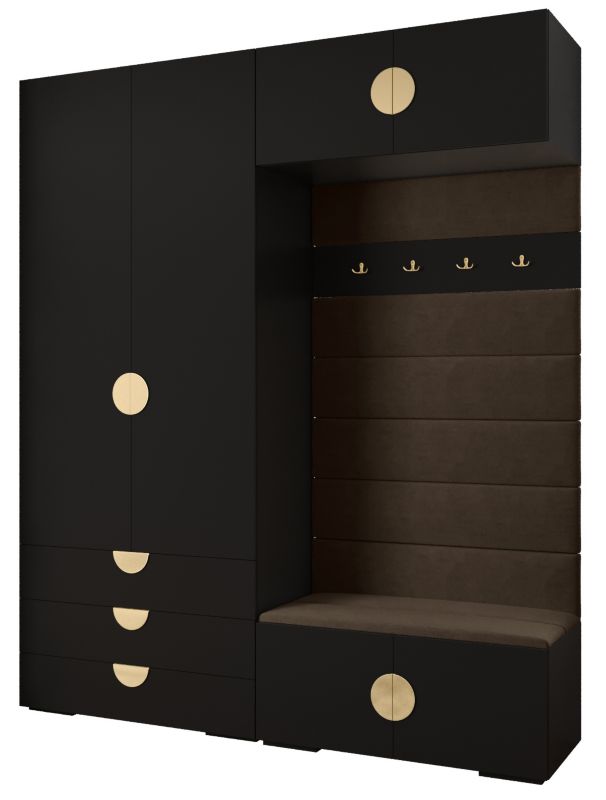 Garderoba do przedpokoju Abiks INOVA 4 Z12 czarny+złoty+manila04 1 szt.