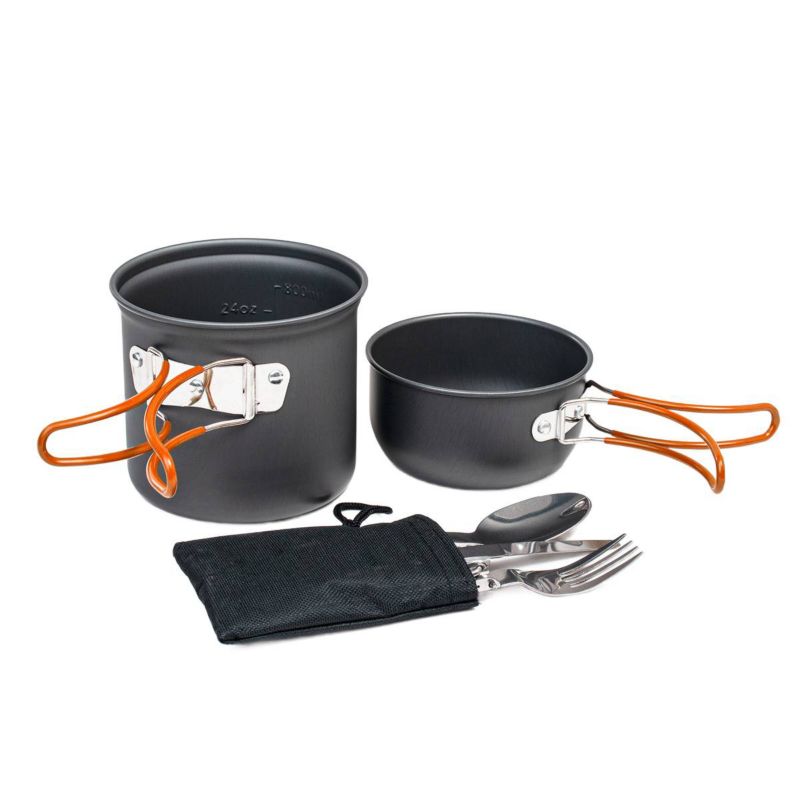 Zestaw garnków Be-active.pl naczynia turystyczne pod namiot kemping pomarańczowy 1 zestaw