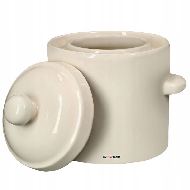 Beczka kamionkowa KOTARBAU z pokrywką biała 1,8 l 1 szt.