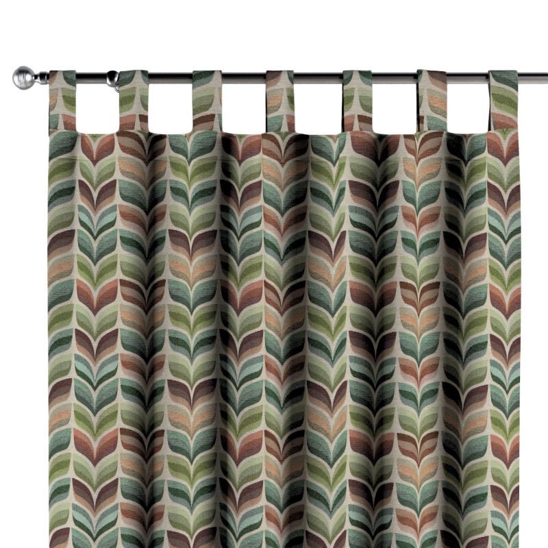 Zasłona na szelkach 1 szt. 130 x 245 cm Dekoria zielono-beżowy motyw roślinny 1 szt.