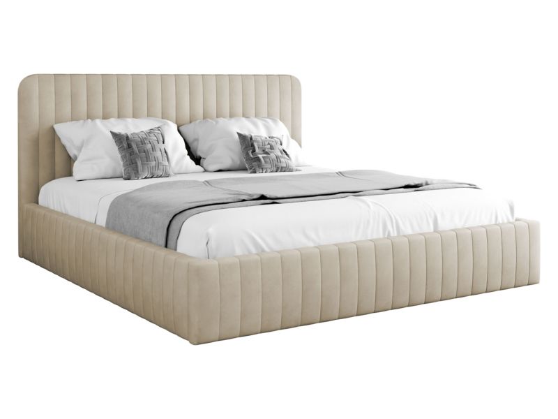 Łóżko tapicerowane MIRJAN 24 Caniko z pojemnikiem na pościel 140x200 jasny beż 1 szt.