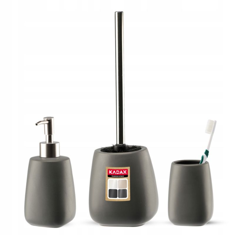 Zestaw Łazienkowy KADAX 3 elementy Komplet szary 3 szt.