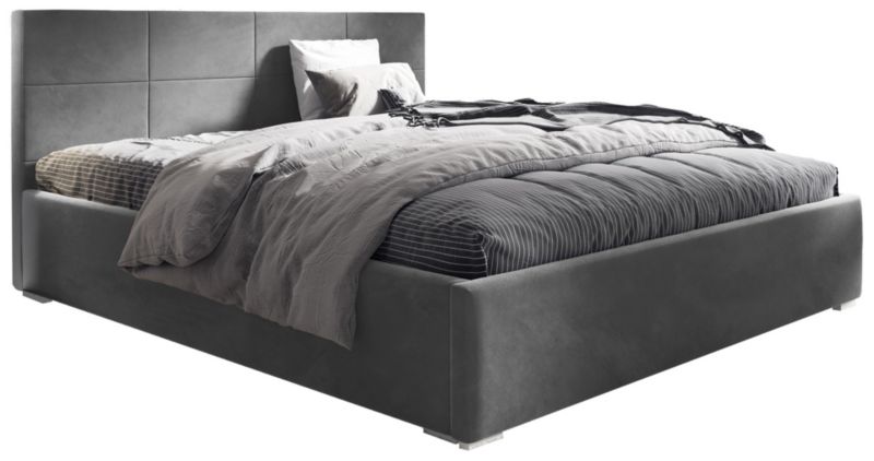 Łóżko tapicerowane 140x200 z metalowym stelażem Bonni Matia Szare 1 szt.