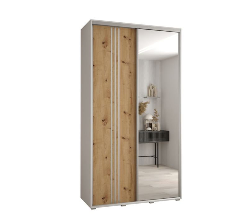 Szafa przesuwna Abiks DAVOS 7 wysoka szer.130cm gł.60cm biały/artisan/srebrny 1szt.