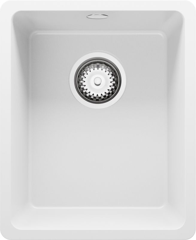 Zlewozmywak Wenecja Slim Easy PRIMAGRAN Nablatowy 36x44cm do szafki od 40cm, Biały + Syfon, S002, 1 szt.